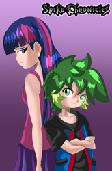 Size: 1080x1647 | Tagged: safe, artist:cmacx, spike, twilight sparkle, human, g4, angry, brother and sister, female, humanized, male, sad, siblings, sparkle siblings