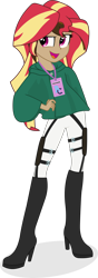 Size: 1438x4089 | Tagged: safe, artist:kitana762, sunset shimmer, oc, oc:cupcake slash, human, bronycon, equestria girls, g4, attack on titan, clothes, cosplay, costume, female, simple background, solo, transparent background, vector, wig