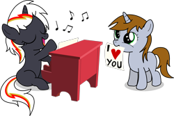 Size: 6249x4168 | Tagged: safe, artist:kitana762, oc, oc:littlepip, oc:velvet remedy, pony, unicorn, fallout equestria, female, filly, filly littlepip, musical instrument, piano, playing instrument, simple background, singing, transparent background, vector