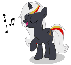 Size: 3500x3200 | Tagged: safe, artist:kitana762, oc, oc only, oc:velvet remedy, pony, unicorn, fallout equestria, eyes closed, female, high res, horn, mare, music notes, simple background, singing, solo, transparent background, unicorn oc, vector