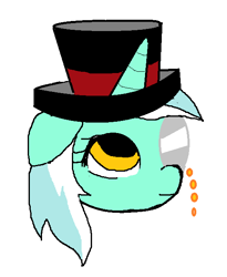 Size: 518x633 | Tagged: safe, artist:buttercupsaiyan, lyra heartstrings, g4, bust, fancy, female, floppy ears, hat, head only, monocle, ms paint, portrait, simple background, solo, top hat, white background