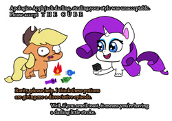 Size: 800x562 | Tagged: safe, artist:slamjam, applejack, rarity, g4.5, how applejack got her hat back, my little pony: pony life, potion, squishy cube