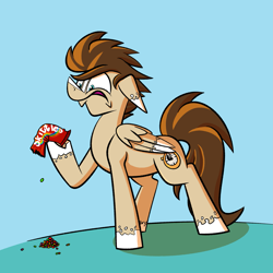 Size: 2123x2125 | Tagged: safe, artist:cowsrtasty, oc, oc only, oc:skittle, pegasus, pony, candy, everything is ruined, food, high res, skittles, solo