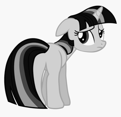 Size: 860x825 | Tagged: safe, artist:bobthelurker, color edit, edit, twilight sparkle, pony, unicorn, g4, black and white, butt, colored, female, floppy ears, grayscale, mare, monochrome, plot, simple background, unicorn twilight, vector, white background