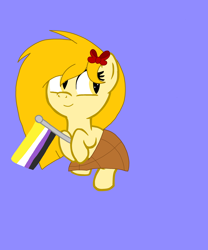 Size: 2500x3000 | Tagged: safe, artist:circuspaparazzi5678, oc, oc only, oc:exotic butters, earth pony, pony, base used, base:sugarsong14, bow, high res, nonbinary, nonbinary pride flag, pride, pride flag, solo