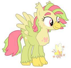 Size: 1697x1610 | Tagged: safe, artist:sandwichbuns, oc, oc only, oc:sugarbee, classical hippogriff, hippogriff, hybrid, female, magical lesbian spawn, offspring, offspring's offspring, parent:oc:ladybird, parent:oc:spongecake, parents:oc x oc, simple background, solo, transparent background