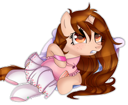 Size: 3500x2866 | Tagged: safe, artist:2pandita, pony, unicorn, broken horn, clothes, female, high res, horn, mare, shirt, simple background, skirt, socks, solo, transparent background