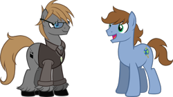 Size: 2000x1125 | Tagged: safe, artist:theeditormlp, oc, oc:round trip, oc:the editor, earth pony, pony, clothes, glasses, male, shirt, simple background, stallion, transparent background, vest