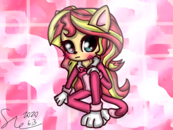 Size: 1080x810 | Tagged: safe, artist:starflashing twinkle, sunset shimmer, equestria girls, g4, :3, animal costume, blushing, cat costume, cat ears, clothes, costume, cute, female, lovely, nyanset shimmer, solo, tail