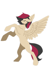 Size: 1000x1500 | Tagged: safe, artist:ametff3, oc, oc only, oc:porsche speedwings, pegasus, pony, colored, commission, eyes closed, feather, flat colors, pegasus oc, rearing, simple background, slender, solo, spread wings, thin, transparent background, wings, ych result
