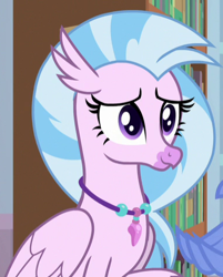Size: 384x478 | Tagged: safe, screencap, silverstream, hippogriff, a horse shoe-in, g4, cropped, cute, diastreamies, female, jewelry, necklace, solo focus