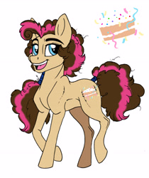 Size: 3852x4584 | Tagged: safe, artist:celestial-rainstorm, oc, oc only, oc:confetti cake, earth pony, pony, absurd resolution, female, mare, offspring, parent:cheese sandwich, parent:pinkie pie, parents:cheesepie, simple background, solo, white background