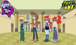 Size: 1280x768 | Tagged: safe, artist:lumi-infinite64, human, equestria girls, g4, alternate universe, clothes, crossover, dukey, female, hairclip, humanized, johnny test, johnny test (character), male, mary test, new outfit, ponytail, scarf, susan test