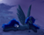 Size: 1800x1440 | Tagged: safe, artist:blackkaries, princess luna, alicorn, pony, g4, backlighting, beautiful, bedroom eyes, blue rose, chest fluff, clothes, cloud, draw me like one of your french girls, ear fluff, female, flower, lidded eyes, looking at you, mare, moon, night, on a cloud, prone, rose, shooting star, sky, smiling, socks, solo, stars, wings
