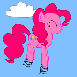 Size: 900x900 | Tagged: safe, artist:nopony, pinkie pie, earth pony, pony, g4, atg 2020, cloud, female, jumping, mare, newbie artist training grounds, solo, spring