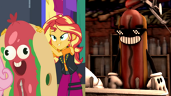 Size: 1920x1080 | Tagged: safe, screencap, sunset shimmer, costume conundrum, costume conundrum: sunset shimmer, equestria girls, g4, my little pony equestria girls: better together, 3d, clothes, comparison, costume, female, five nights at freddy's, source filmmaker, thehottest dog