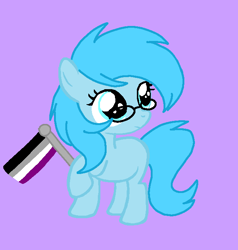 Size: 652x684 | Tagged: safe, artist:circuspaparazzi5678, oc, oc only, oc:sadness, earth pony, pony, asexual, asexual pride flag, base used, female, filly, glasses, pride, pride flag, pride month, solo