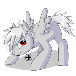 Size: 400x400 | Tagged: safe, artist:ask-pony-gerita, pegasus, pony, colt, hetalia, jewelry, male, necklace, ponified, prussia, simple background, solo, transparent background