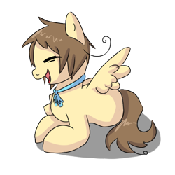 Size: 400x400 | Tagged: safe, artist:ask-pony-gerita, pegasus, pony, eyes closed, hetalia, italy, open mouth, ponified, simple background, smiling, solo, transparent background