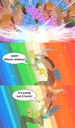 Size: 2000x3376 | Tagged: source needed, safe, edit, edited screencap, screencap, discord, draconequus, g4, the return of harmony, chaos, comic, discorded landscape, eyes closed, gravity falls, high res, male, ponyville, reference, screencap comic, soos, speech bubble, taste the rainbow