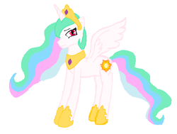 Size: 468x354 | Tagged: safe, artist:sessomesmaru, princess celestia, alicorn, pony, g4, female, mare, red eyes, simple background, solo, white background