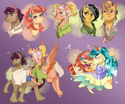 Size: 1800x1500 | Tagged: safe, artist:bunnari, aunt holiday, auntie lofty, daring do, lighthoof, mane allgood, scootaloo, shimmy shake, snap shutter, oc, oc:park ranger, earth pony, pegasus, pony, g4, aunt and niece, baby, brother and sister, female, husband and wife, male, scootalove, siblings, wife and wife