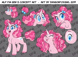 Size: 4096x3019 | Tagged: safe, artist:dragonfoxgirl, pinkie pie, pony, unicorn, g4, alternate hairstyle, cute, diapinkes, eyes closed, g5 concept leak style, g5 concept leaks, generation leap, pinkie pie (g5 concept leak), tongue out