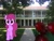 Size: 2049x1537 | Tagged: safe, artist:estories, artist:topsangtheman, berry punch, berryshine, earth pony, pony, g4, berry, food, house, irl, looking at you, minecraft, offscreen character, photo, photoshopped into minecraft, ponies in real life, pov, tree