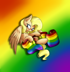 Size: 916x934 | Tagged: safe, artist:alazak, oc, oc only, oc:autumn breeze, pegasus, pony, gay pride flag, pride, pride flag, solo