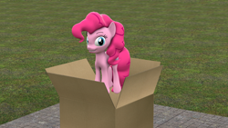 Size: 1920x1080 | Tagged: safe, artist:scout_guy, pinkie pie, pony, g4, 3d, atg 2020, cardboard box, female, jumping, newbie artist training grounds, solo, source filmmaker
