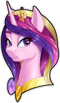 Size: 1600x2727 | Tagged: safe, artist:str1ker878, princess cadance, alicorn, pony, g4, bust, collaboration, commission, crown, eyebrows, eyebrows visible through hair, female, jewelry, mare, portrait, regalia, simple background, solo, transparent background, white outline