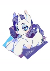 Size: 1280x1811 | Tagged: safe, artist:miphassl, rarity, pony, unicorn, g4, curved horn, fanart, female, horn, mare, simple background, solo, white background