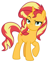 Size: 3900x5000 | Tagged: safe, artist:emeraldblast63, sunset shimmer, pony, unicorn, equestria girls, equestria girls specials, g4, my little pony equestria girls: better together, my little pony equestria girls: forgotten friendship, backwards cutie mark, faic, female, mare, simple background, skeptical, solo, transparent background, vector