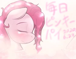 Size: 1739x1355 | Tagged: safe, artist:kurogewapony, pinkie pie, earth pony, pony, daily pinkie pie, g4, blushing, eyes closed, female, mare, smiling, solo, wet mane