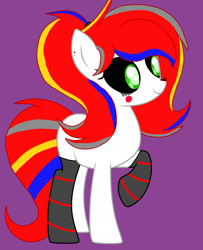 Size: 2346x2888 | Tagged: safe, artist:circuspaparazzi5678, oc, oc only, oc:scraps, earth pony, pony, base used, blind, clothes, clown makeup, ear piercing, earring, high res, jewelry, piercing, socks, solo, striped socks