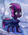 Size: 1440x1780 | Tagged: safe, artist:superhypersonic2000, fizzlepop berrytwist, tempest shadow, pony, unicorn, g4, broken horn, clothes, eye scar, female, horn, mare, scar, scarf, smiling, snow, solo
