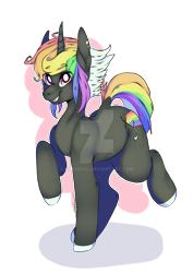 Size: 1024x1449 | Tagged: safe, artist:miphassl, pony, unicorn, commission, deviantart watermark, female, multicolored hair, obtrusive watermark, rainbow hair, simple background, solo, transparent background, watermark