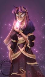 Size: 903x1539 | Tagged: safe, artist:manella-art, twilight sparkle, human, g4, clothes, dress, female, humanized, magic, solo