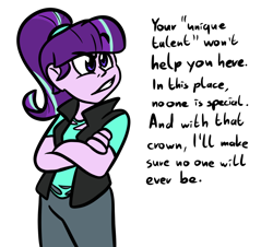 Size: 1280x1156 | Tagged: safe, artist:mlprarepairartsies, starlight glimmer, equestria girls, g4, alternate universe, clothes, dialogue, female, s5 starlight, solo, this will end in communism