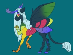 Size: 1024x768 | Tagged: safe, artist:loryska, oc, oc only, hybrid, interspecies offspring, magical gay spawn, multiple limbs, offspring, parent:discord, parent:thorax, parents:disrax, simple background, solo