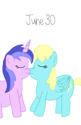 Size: 1245x1920 | Tagged: safe, artist:horroraceman93, sassaflash, sea swirl, seafoam, pegasus, pony, unicorn, g4, boop, duo, eyes closed, female, lesbian, noseboop, pride month, sassaswirl, shipping, simple background, transparent background