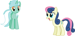 Size: 10612x5186 | Tagged: safe, artist:wissle, bon bon, lyra heartstrings, sweetie drops, earth pony, pony, unicorn, friendship is magic, g4, absurd resolution, female, happy, mare, open mouth, simple background, smiling, transparent background, vector