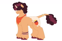 Size: 1280x854 | Tagged: safe, artist:itstechtock, oc, oc only, oc:pedha, pony, unicorn, female, hair over eyes, leonine tail, mare, offspring, parent:donut joe, parent:saffron masala, parents:saffronjoe, simple background, solo, unshorn fetlocks, white background