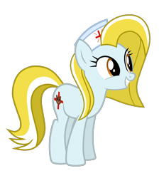 Size: 2652x2962 | Tagged: safe, artist:chomakony, oc, oc only, oc:nurse reisol, earth pony, pony, cute, earth pony oc, female, hat, high res, mare, nurse, nurse hat, orange eyes, show accurate, simple background, smiling, solo, teddy bear, transparent background, weapons-grade cute