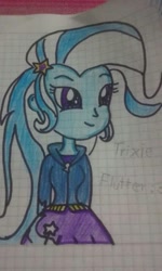 Size: 429x715 | Tagged: safe, trixie, equestria girls, g4, female, graph paper, solo, traditional art