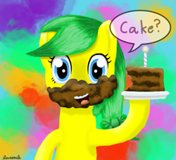 Size: 771x701 | Tagged: safe, artist:lost-our-dreams, oc, oc only, oc:lily spark, earth pony, pony, cake, food, solo