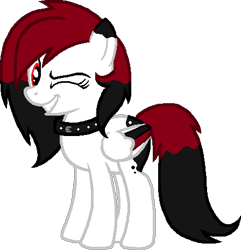 Size: 448x465 | Tagged: safe, artist:1mbean, artist:beanbases, oc, oc only, oc:blood moon, pegasus, pony, base used, looking at you, one eye closed, pegasus oc, simple background, smiling, solo, transparent background, wings, wink