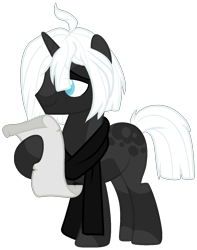 Size: 1162x1473 | Tagged: safe, artist:azrealrou, oc, oc only, pony, unicorn, scroll, simple background, solo, transparent background