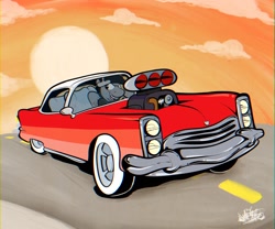 Size: 2048x1707 | Tagged: safe, artist:mabramstoons, oc, oc:steelo, car, commission, ford thunderbird