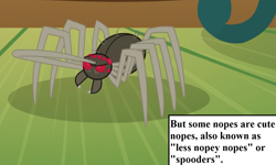 Size: 1215x729 | Tagged: safe, edit, edited screencap, editor:korora, screencap, fuzzy legs, spider, g4, scare master, cropped, cute, fuzzybetes, inset, lucidchart, salute, text